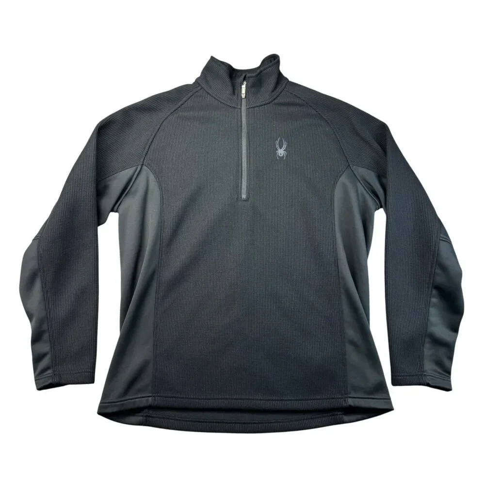 Spyder Pullover Men's Extra Large Black Knit Outdoor Jacket Coresweater 1/2 Zip